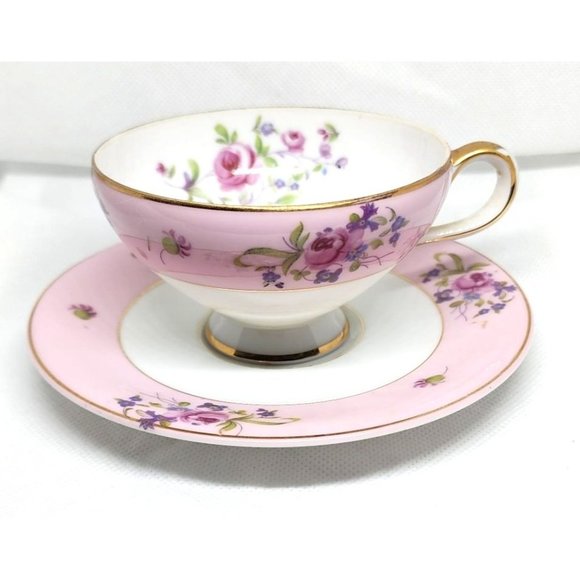 Pink Floral Gold Trim N-C-349 Vintage Teacup & Saucer - Elegant Collectible Set - Picture 3 of 14